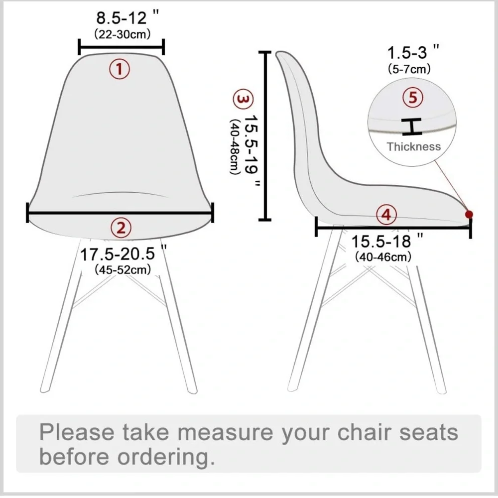 Chair Cover Mid Century Modern Style (Set of 6, Wine)